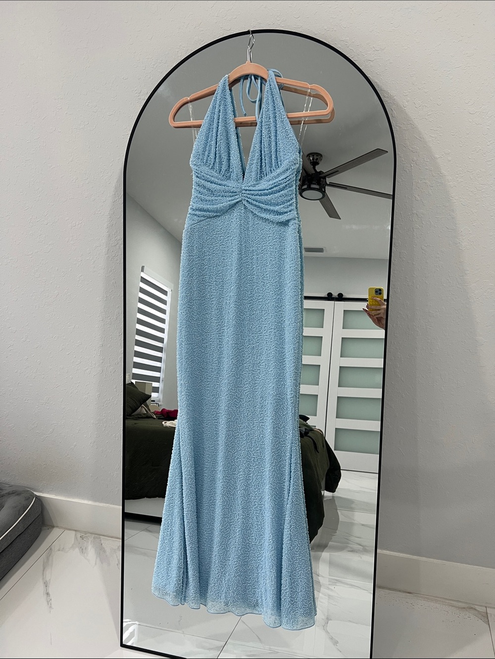 Oh Polly Sky Blue Halter Maxi Dress